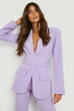 Maßgeschneiderter Blazer Mit Gürtel -Mode für Sie Geschäft gzz13118 lilac xl 3