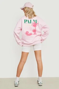 Oversize Sweatshirt Mit Palm Springs Print -Mode für Sie Geschäft gzz14634 light20pink xl 2