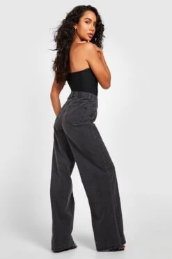 Weite Jeans Mit Hohem Bund -Mode für Sie Geschäft gzz17405 black xl 1