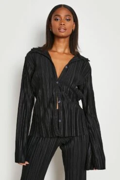 FPlissee-Hemd Mit Weiten Ärmeln -Mode für Sie Geschäft gzz20899 black xl 2