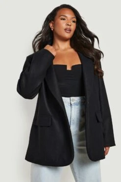 Plus Blazer In Wolloptik -Mode für Sie Geschäft gzz21025 black xl 3