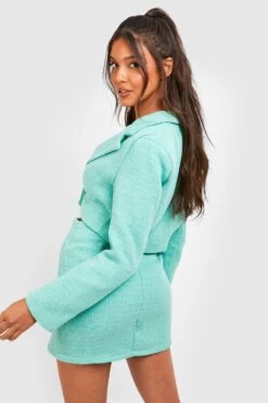 Kurzer Bouclee Blazer Mit Goldenen Knöpfen -Mode für Sie Geschäft gzz21097 pistachio xl 1