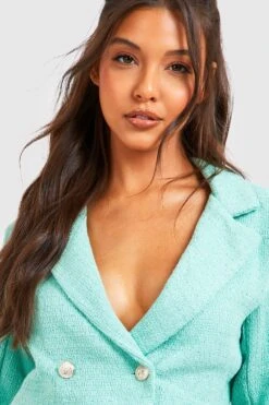 Kurzer Bouclee Blazer Mit Goldenen Knöpfen -Mode für Sie Geschäft gzz21097 pistachio xl 3