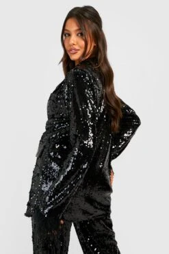 Pailletten-Blazer Mit Feder-Detail -Mode für Sie Geschäft gzz21123 black xl 1