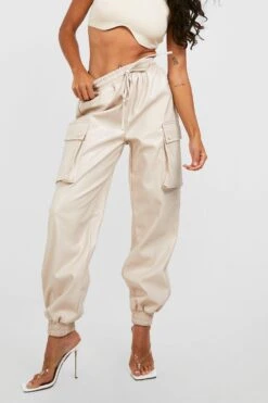 Premium Cargo PU-Jogginghose -Mode für Sie Geschäft gzz21158 stone xl 3