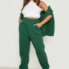 Plus Jogginghose Mit Weitem Bein Und Paspel-Detail -Mode für Sie Geschäft gzz21698 green xl