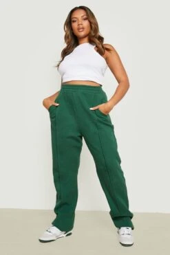 Plus Jogginghose Mit Weitem Bein Und Paspel-Detail -Mode für Sie Geschäft gzz21698 green xl 3