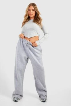 Plus Low-Rise Jogginghose Mit Weitem Bein -Mode für Sie Geschäft gzz21701 grey20marl xl 2