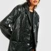 Kroko Vinyl-Blazer Mit Oversize Tasche -Mode für Sie Geschäft gzz23127 black xl
