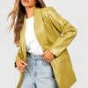 Premium-Boyfriend-Blazer In Lederoptik -Mode für Sie Geschäft gzz24084 olive xl
