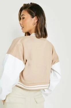 Bomberjacke Mit Kontrast-Ärmeln -Mode für Sie Geschäft gzz24461 stone xl 1