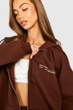 Premium Oversize Hoodie Mit Reißverschluss -Mode für Sie Geschäft gzz24661 chocolate xl 3