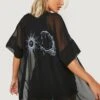 Kurzer Mesh-Kimono Mit Sonne Und Mond