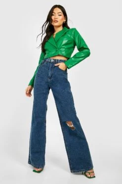 Kurzer Premium-Blazer In Lederoptik