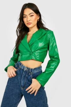 Kurzer Premium-Blazer In Lederoptik -Mode für Sie Geschäft gzz25817 bright20green xl 2