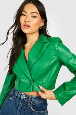 Kurzer Premium-Blazer In Lederoptik -Mode für Sie Geschäft gzz25817 bright20green xl 3