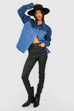 Skinny Jeans Mit 5-Taschen Und Hohem Bund