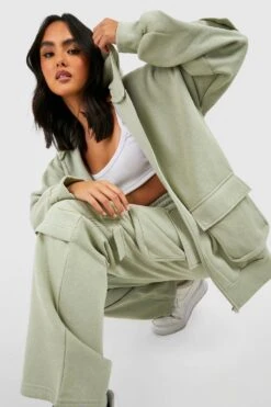 Hoodie Mit Cargo-Tasche Und Reißverschluss -Mode für Sie Geschäft gzz27783 sage xl 3