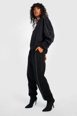 Oversize Jogginghose Mit Reißverschluss-Detail -Mode für Sie Geschäft gzz28583 black xl 3
