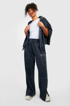 Gerade Jogginghose Mit Acid-Waschung Und Geteiltem Saum