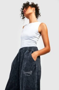 Gerade Jogginghose Mit Acid-Waschung Und Geteiltem Saum -Mode für Sie Geschäft gzz28693 charcoal xl 2