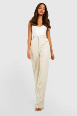 Cord-Jeans Mit Hohem Bund Und Weitem Bein 8 Cord-Jeans Mit Hohem Bund Und Weitem Bein -Mode für Sie Geschäft gzz28981 taupe xl 2