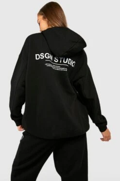 Oversize Hoodie Mit Text Back Print -Mode für Sie Geschäft gzz29843 black xl 2