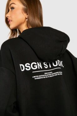 Oversize Hoodie Mit Text Back Print -Mode für Sie Geschäft gzz29843 black xl 3