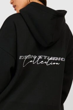 Oversize Hoodie Mit Strass-Slogan -Mode für Sie Geschäft gzz31737 black xl 3