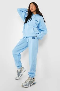 Oversize Hoodie Mit Wardrobe Essentials Slogan -Mode für Sie Geschäft gzz32023 light20blue xl 2