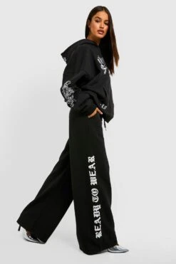 Jogginghose Mit Weitem Bein Und Gothic-Print -Mode für Sie Geschäft gzz32544 black xl 3