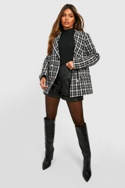 Lockerer Premium Bouclee Karo-Blazer 8 Lockerer Premium Bouclee Karo-Blazer -Mode für Sie Geschäft gzz33425 black xl 2