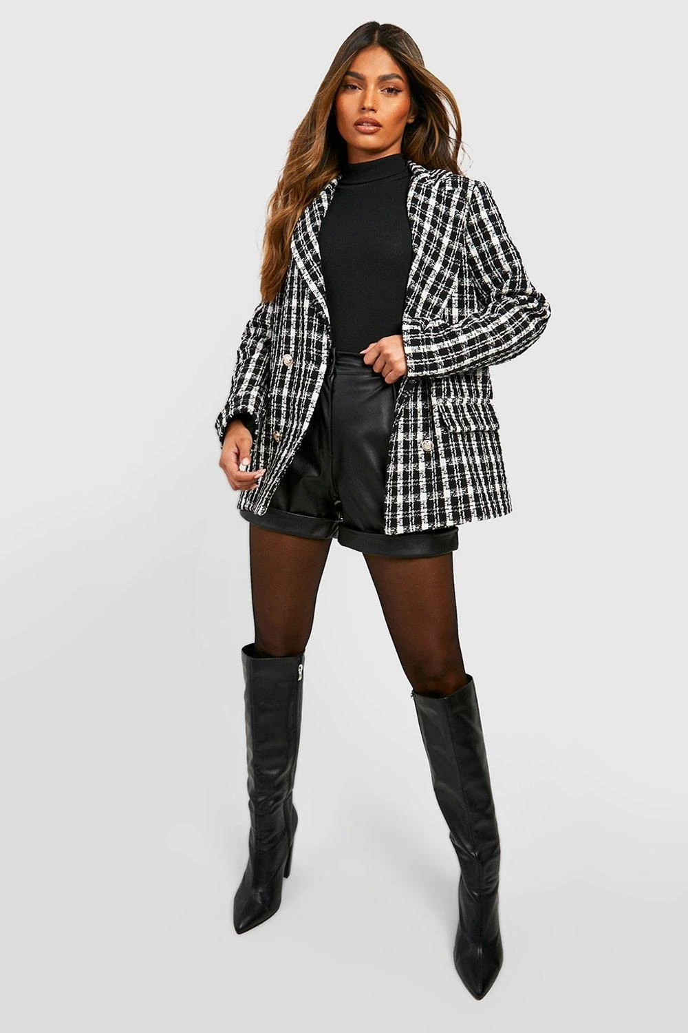 Lockerer Premium Bouclee Karo-Blazer 5 Lockerer Premium Bouclee Karo-Blazer – Bild 3