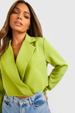 Kurzer Basic Wickel-Blazer -Mode für Sie Geschäft gzz34544 olive xl 3