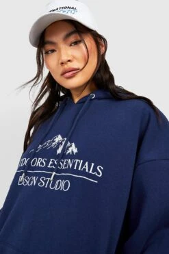 Oversize Hoodie Mit Outdoors Essentials Stickerei 9 Oversize Hoodie Mit Outdoors Essentials Stickerei -Mode für Sie Geschäft gzz35122 navy xl 3