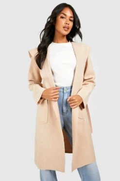 Mantel In Wolloptik Mit Kapuze