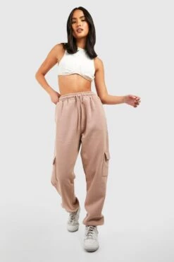 Cargo-Jogginghose Mit Druckknopf-Detail -Mode für Sie Geschäft gzz36267 taupe xl 2