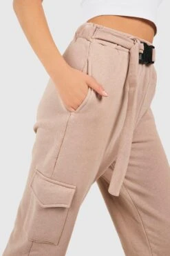 Cargo-Jogginghose Mit Gürtel -Mode für Sie Geschäft gzz36268 taupe xl 3