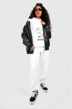 Boyfriend-Jogginghose Mit Motorcross-Print -Mode für Sie Geschäft gzz36965 white xl 2