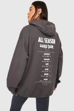 Oversize Hoodie Mit World Tour Slogan Print -Mode für Sie Geschäft gzz37791 charcoal xl 2