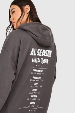 Oversize Hoodie Mit World Tour Slogan Print -Mode für Sie Geschäft gzz37791 charcoal xl 3