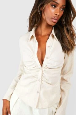 Strukturiertes Hemd Mit Geraffter Front 9 Strukturiertes Hemd Mit Geraffter Front -Mode für Sie Geschäft gzz39183 stone xl 3