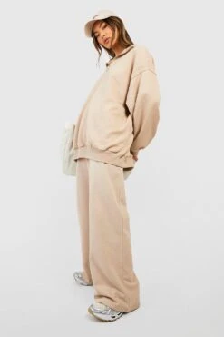 Basic Jogginghose Mit Weitem Bein -Mode für Sie Geschäft gzz39541 stone xl 2