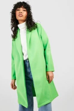 Mantel In Wolloptik Mit Gürtel -Mode für Sie Geschäft gzz39581 lime xl 2