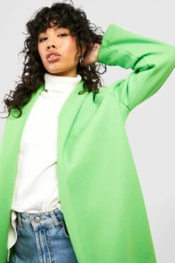 Mantel In Wolloptik Mit Gürtel -Mode für Sie Geschäft gzz39581 lime xl 3