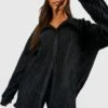 Strukturiertes Lockeres Oversize Plissee-Hemd -Mode für Sie Geschäft gzz40410 black xl