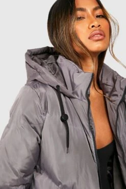 Lange Steppjacke -Mode für Sie Geschäft gzz40447 grey xl 3