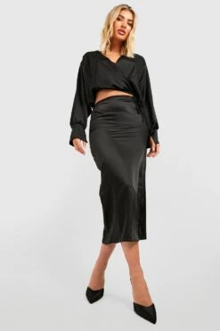 Wickel-Hemd Aus Satin -Mode für Sie Geschäft gzz40608 black xl 2