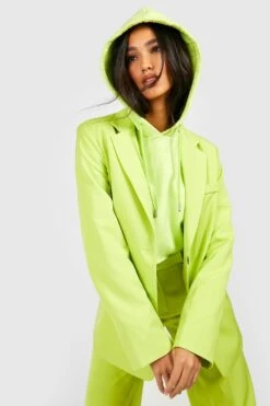 Lockerer Blazer Mit Kontrast-Knöpfen -Mode für Sie Geschäft gzz40654 lime xl 2