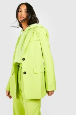 Lockerer Blazer Mit Kontrast-Knöpfen -Mode für Sie Geschäft gzz40654 lime xl 3